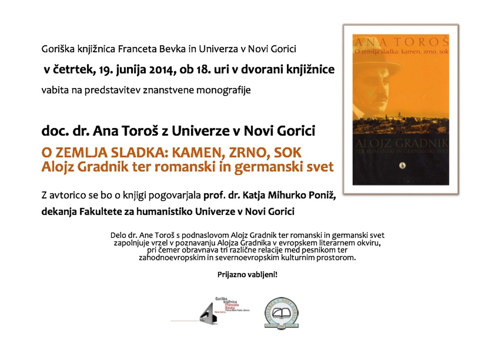 Predstavitev znanstvene monografije doc. dr. Ane Toroš