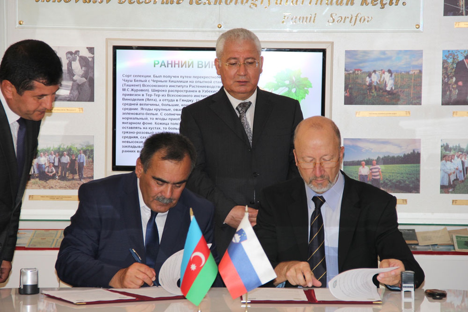 Rector, Prof. Ibrahim Jafarov, Azerbaijan State Agricultural University (left) and Vice-rector for education, Prof. Dr. Mladen Franko, University of Nova Gorica (right).