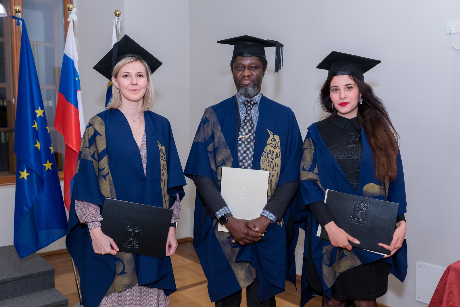 From left to right: Dr. Hanna Budasheva, Dr. Rowland Adetayo Adesida and Dr. Takwa  Chouki. Photo: Miha Godec