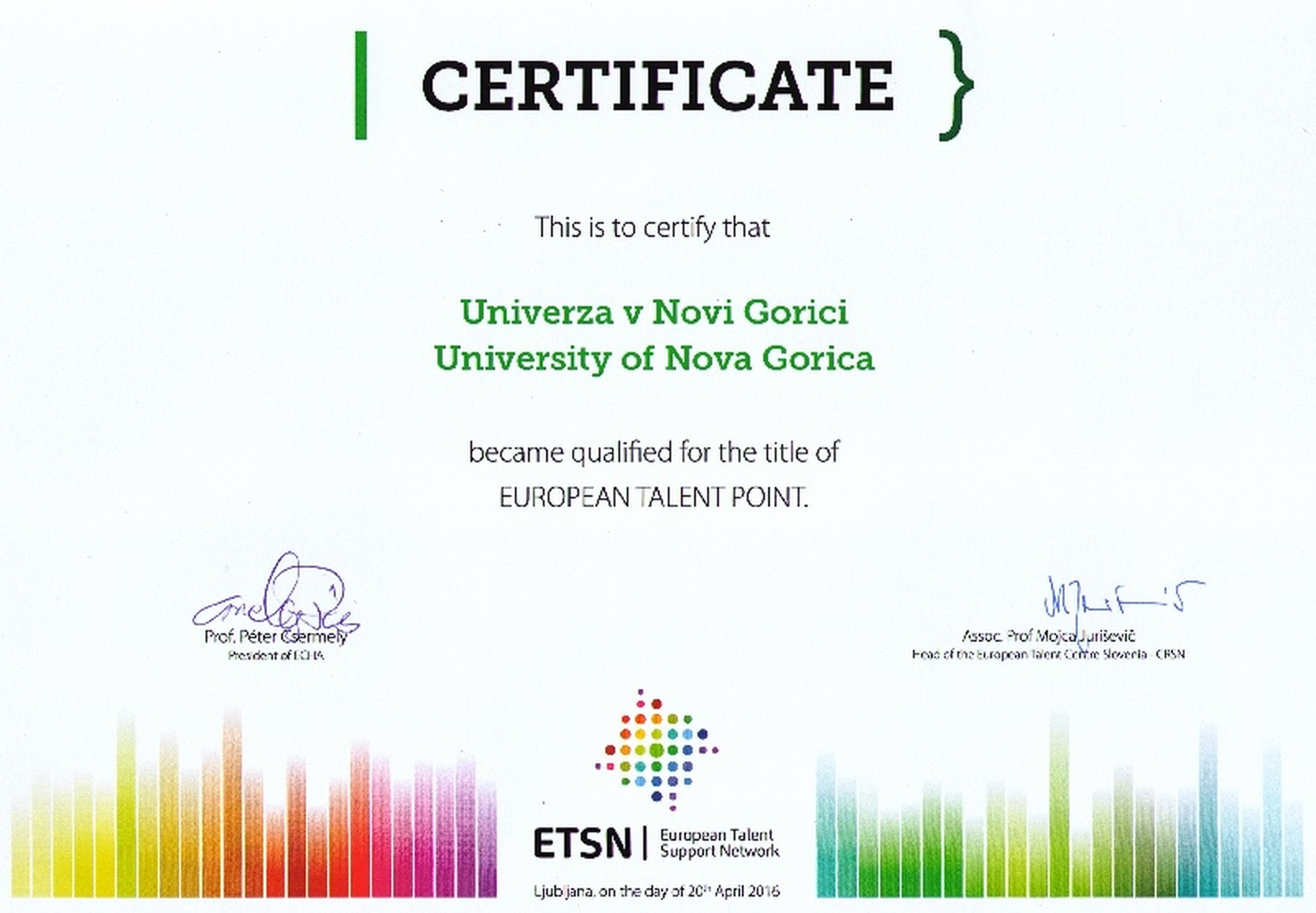 University of Nova Gorica becomes European Talent Point