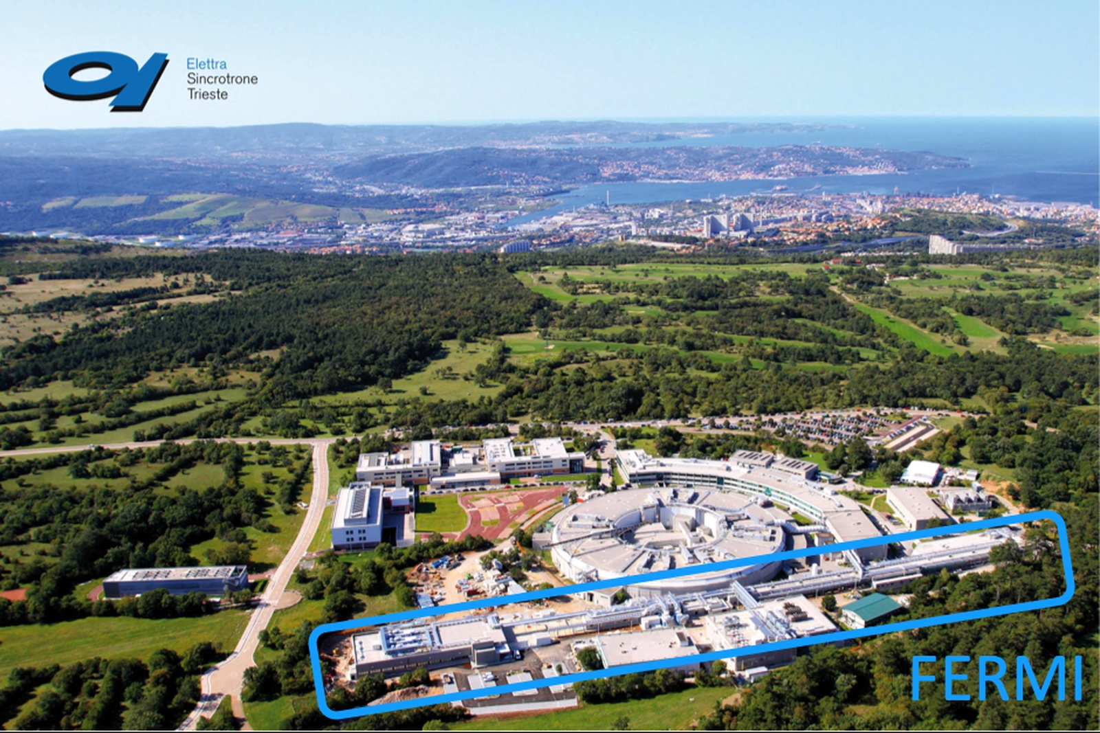 FERMI free-electron laser (below the Elettra storage ring) in Trieste, where researchers test new methods for the generation of intense laser pulses in the x-ray spectral region. Image by L. Giannessi